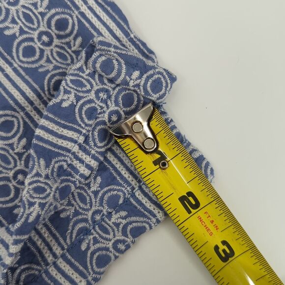 Ann Taylor LOFT Blue White Geometric Floral Embroidered Riviera Cotton Shorts 12 - Picture 10 of 11